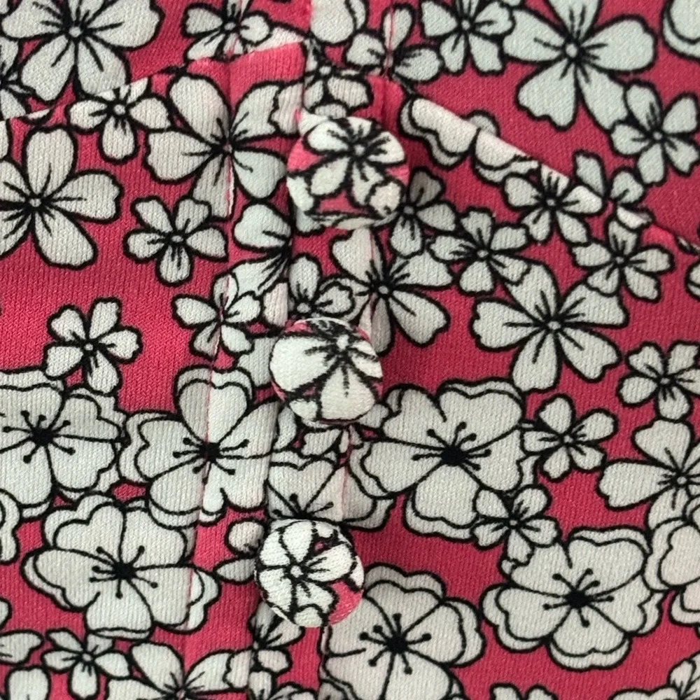 🌸 MICHAEL KORS Rose Pink Floral Mini Dress | Puff Sleeve V-Neck | Size M